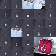 Stainless Steel Leather Necklace Pendant Lover Letter Initial Alphabet