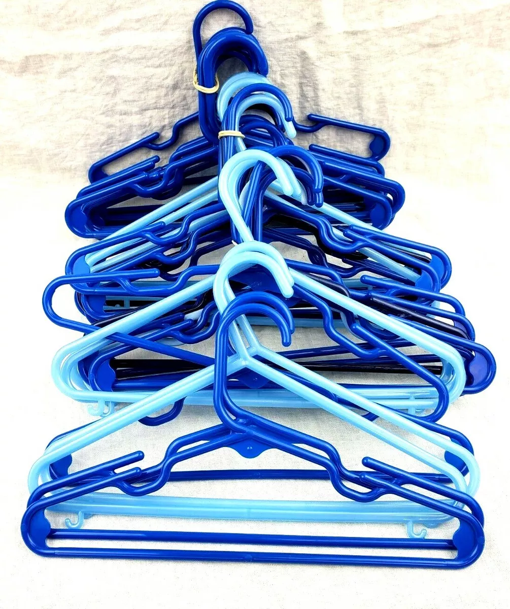 Kids Small Plastic Assorted Blue, Light Blue, White Hangers Lot of