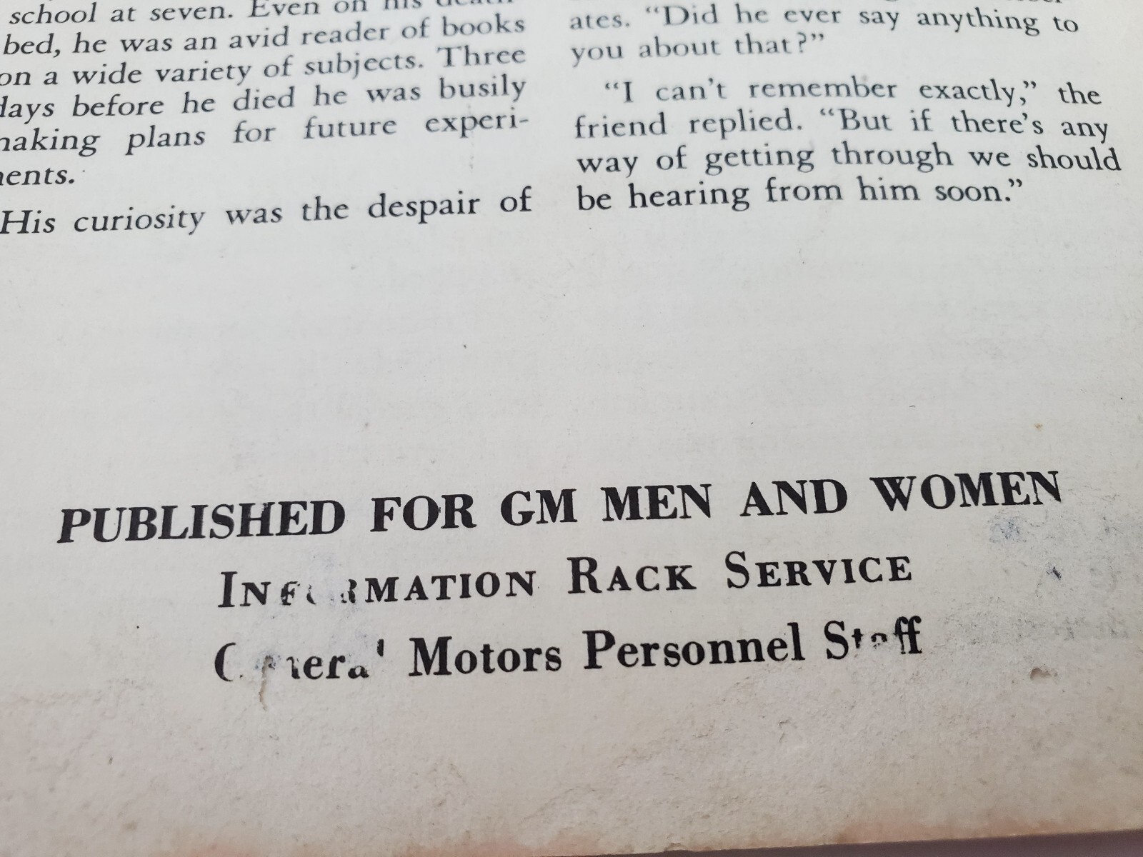 Incandescent Genius By C.B. Wall General Motors Booklet 1950's 71/2" x