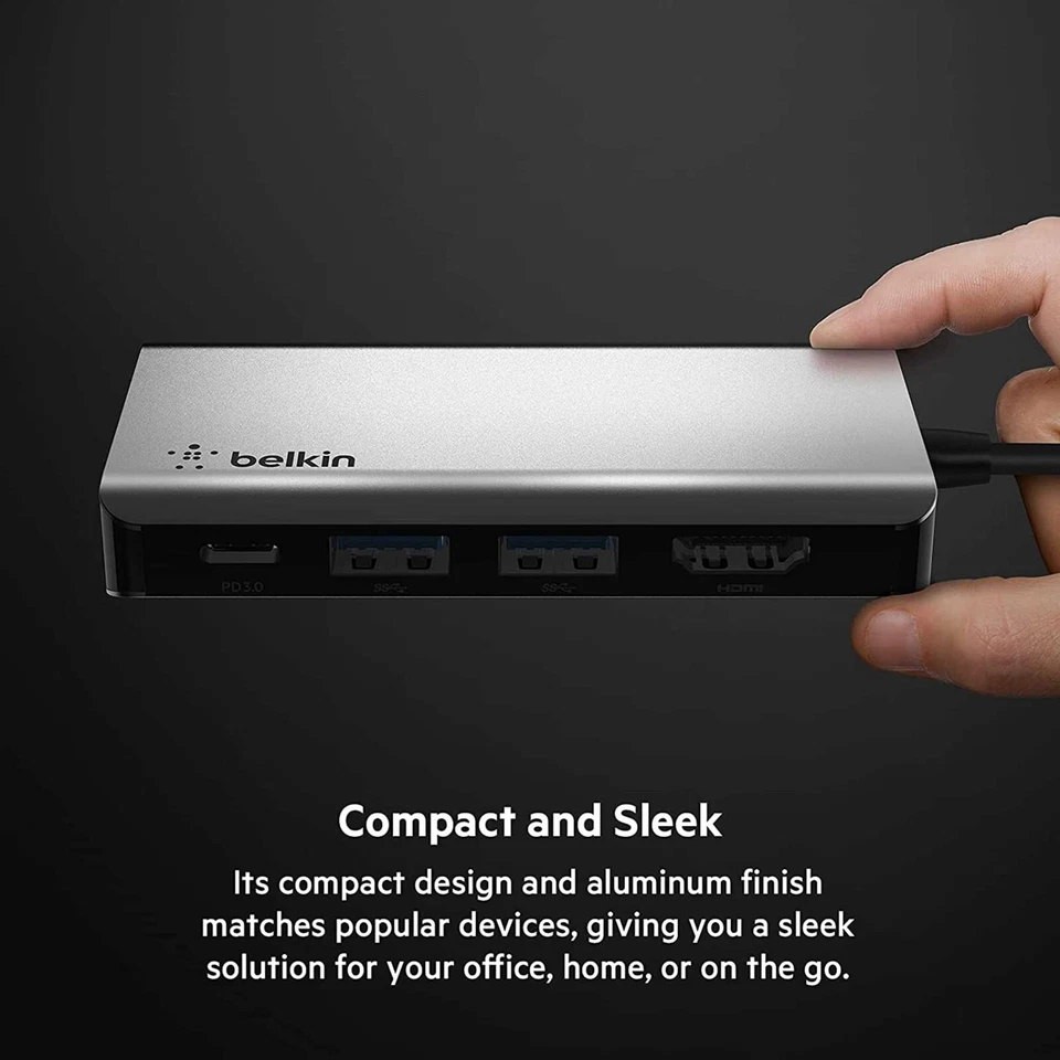 BELKIN CONNECT USB-C 4-IN-1 MULTIPORT ADAPTER 4K HDMI 2USB PD *NEW2* AVC006BTSGY - Image 3 of 4