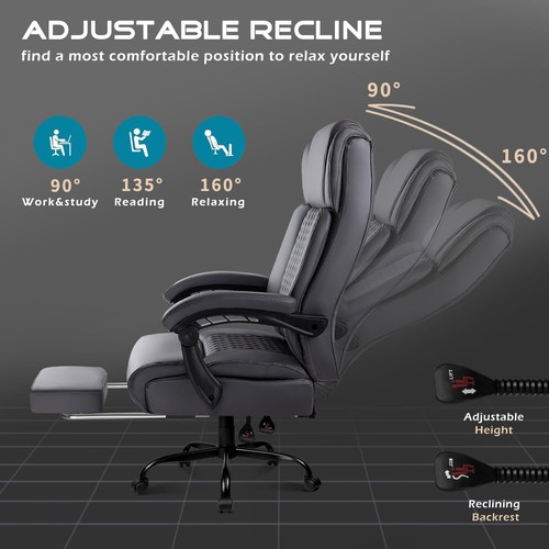 400lbs Big and Tall Heavy Duty office chair Footrest Executive Lumbar support XL - Picture 6 of 11