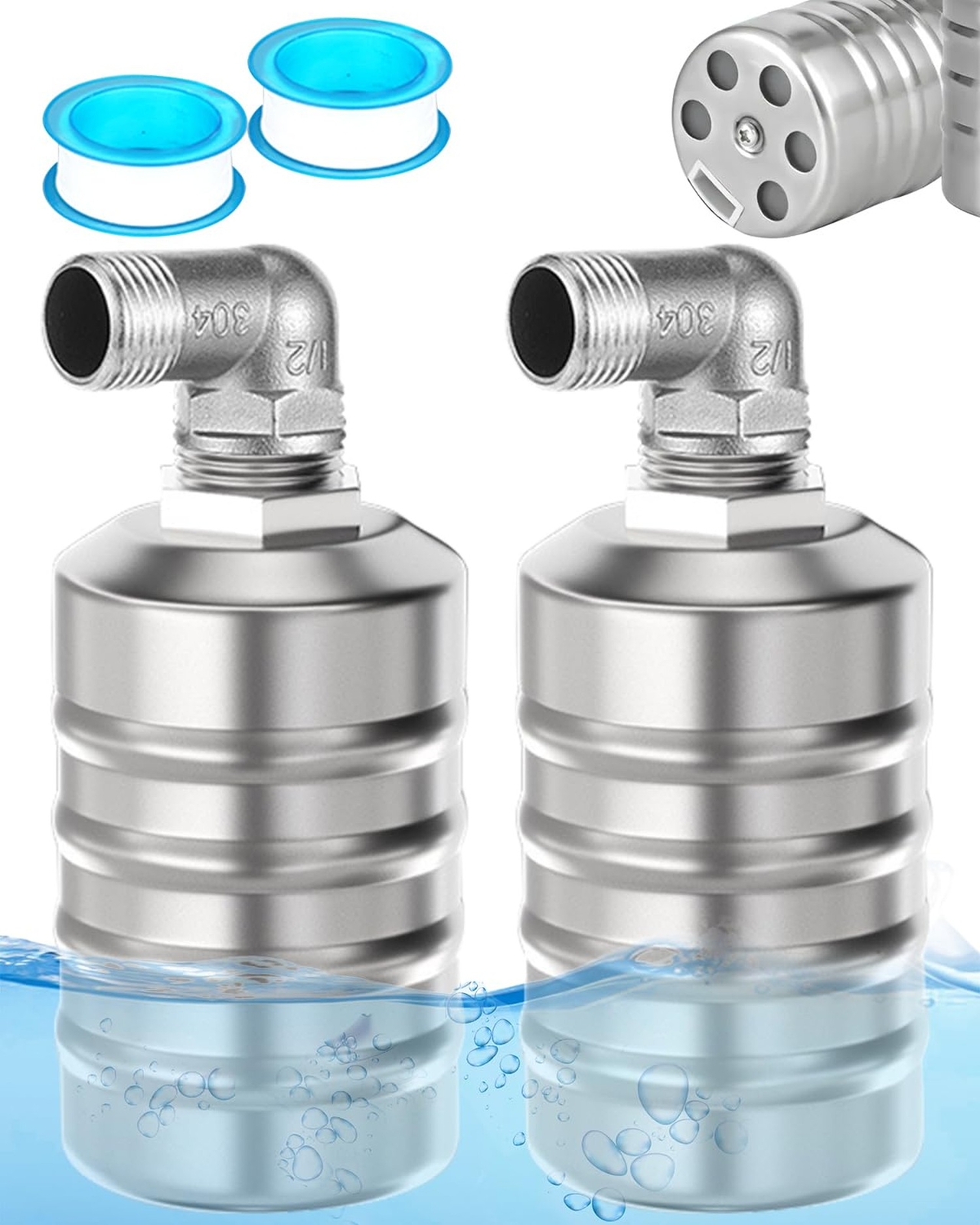 2PCS Fully Automatic Water Level Control Float Valve, 304 Stainless Steel Min...