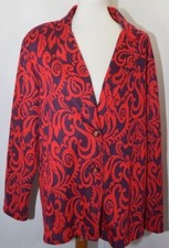 VTG Maggie Sweet Red Blue Paisley Button Jacket USA Made Womens 1X