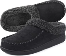 Men's Moccasin Clog Slippers Sherpa Lining Slip on Indoor Outdoor House Shoes