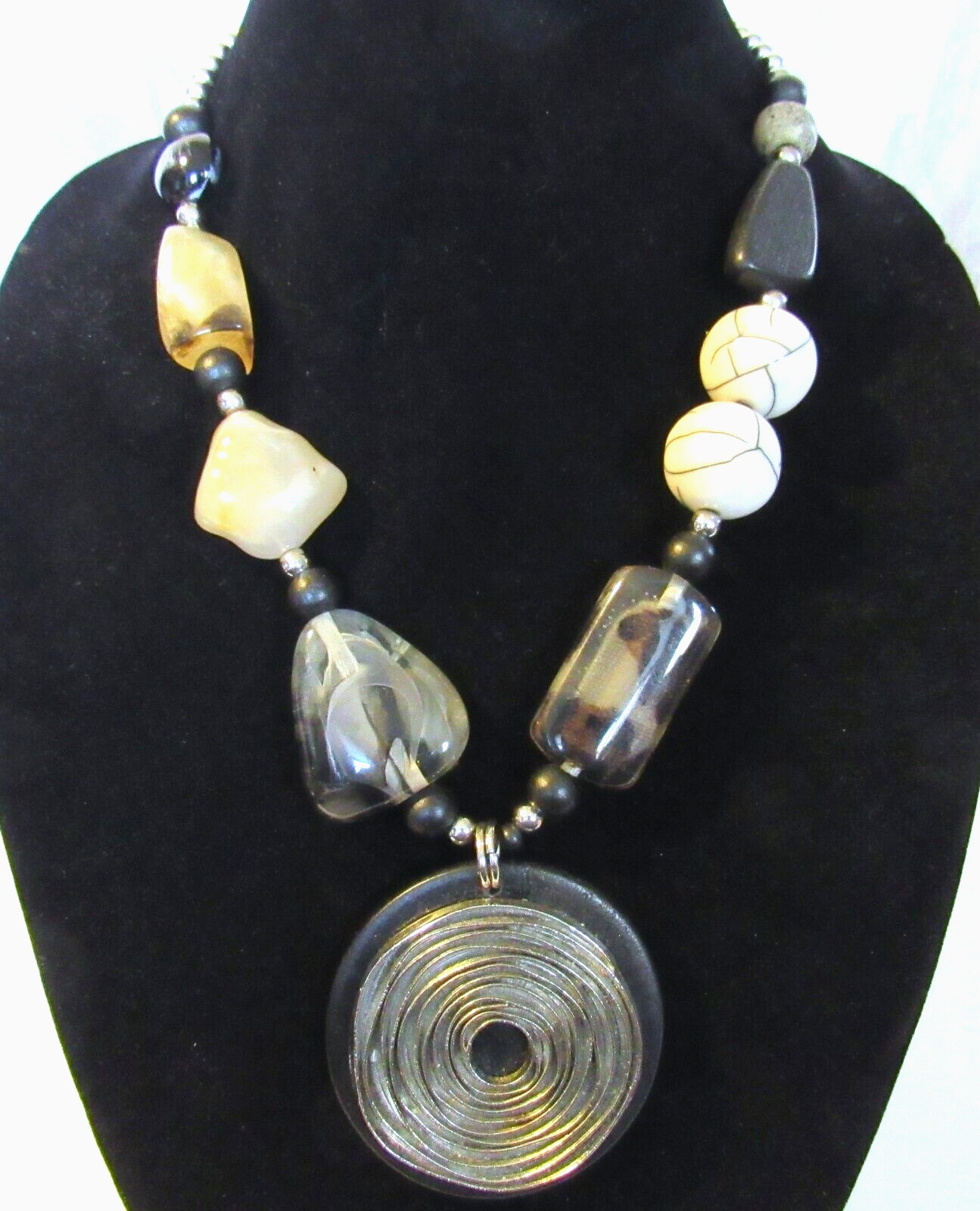 Signed J CREW Statement Necklace Asymmetrical Bla… - image 6