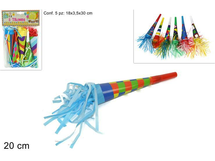 Set 3 Trombette Maxi Da Feste - 33cm Con Frange, Per Carnevale E Compleanni