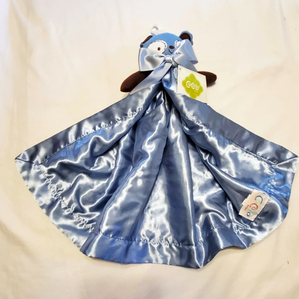 Кокало синий коричневый белый звезда медведь щенок собаки плюшевый медведь атласное одеяло безопасности  - Изображение 4 из 4