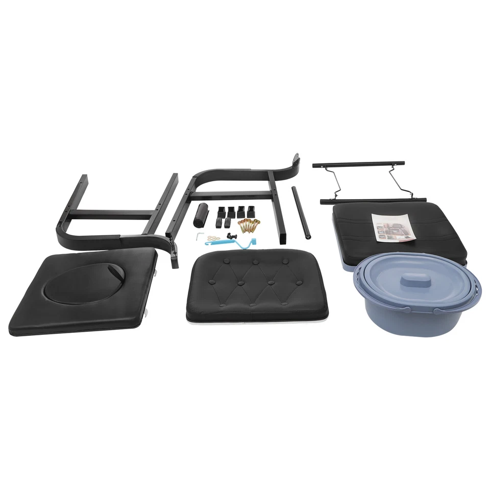 550lbs Heavy Duty Commode Chair for Elderly Bedside Toilet Chair with Backrest - Image 4 of 4