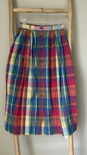 Vintage Talbots Plaid Midi Skirt Button Front, Cottagecore, Preppy, Size 4
