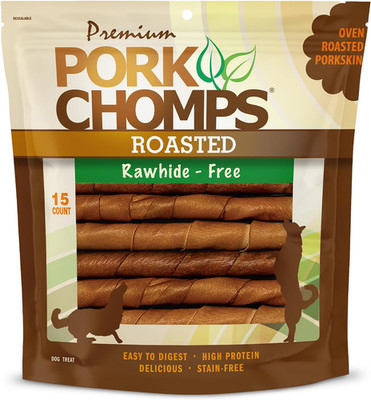 Premium Pork Chomps Roasted Twistz Pork, Large 15Ct