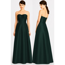 Alfred Sung D748 sweetheart strapless hunter green satin formal gown Size 18 