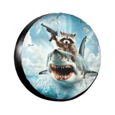 Spare Tire Cover for Rv SUV Trailer Truck 15 inch Funny Shark Raccoon