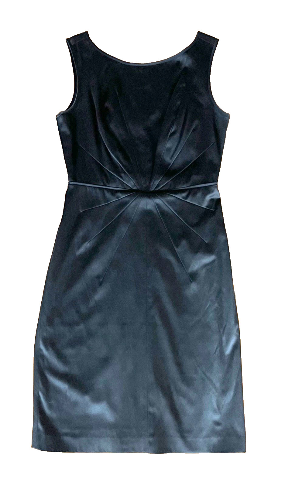 Banana Republic Black Satin Dress Tailored Fitted Waist Back V-Neck Size 0