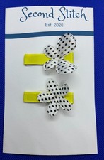 2-Piece Yellow  White Polka Dot Hair Clips