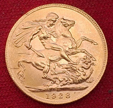 Gold Sovereign - 1928 South Africa King George V British Gold Coin 22ct 8g