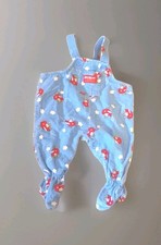 Vtg. OshKosh Orig. 6-9 M OVERALLS lt. Blue Cott. flannel Airplanes Made in USA