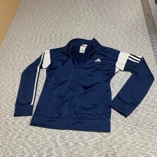 Adidas navy blue jacket with white Full zip kids Size M 10-12 . SKU-A946