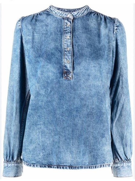 Women Ganni Shirt Blue Denim M