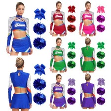 Women Set Costume Cheerleading Uniform Outfits Stage Cheer Leader Performance