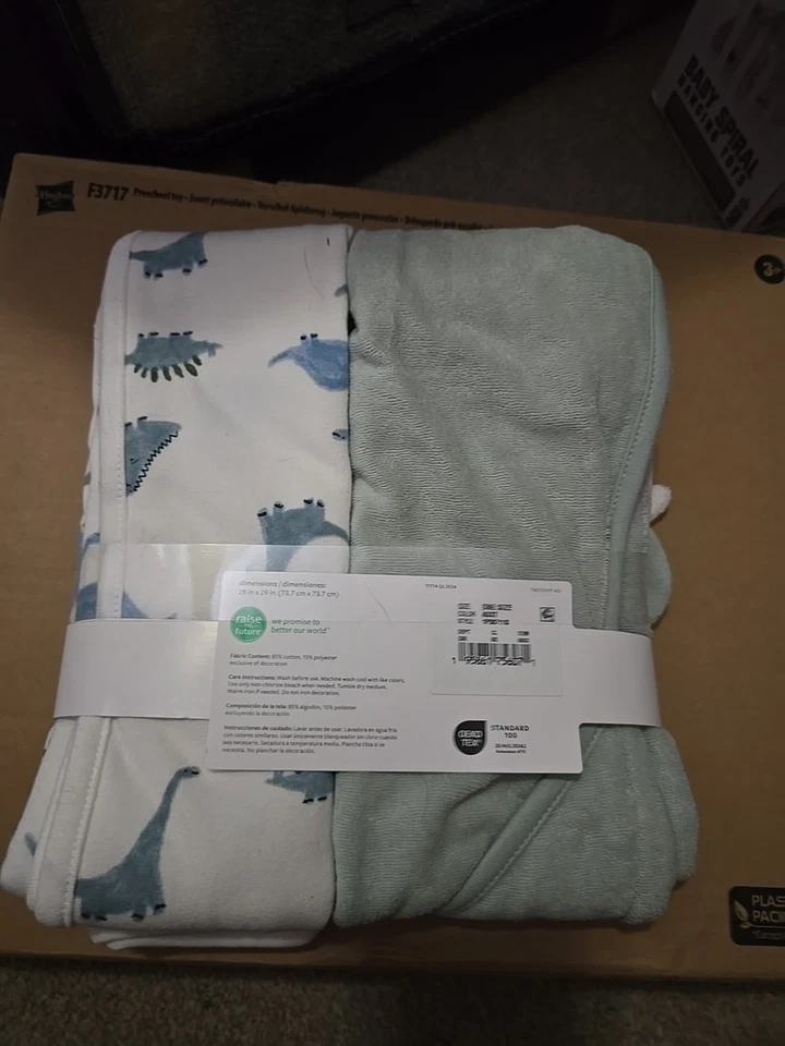 Carter's Just One You Baby Boys' 2-Pack Hooded Towels - Dinosaur Design, 29" x 2 - Image 2 of 2