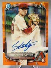 🌊⚾️SPENCER GIESTING 2025 Bowman Chrome 1st Orange Wave Refractor Auto /25!⚾️🌊