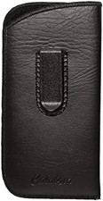 Calabria Soft Slip-In Glasses Case Vertical Pocket Clip Black Men Women Faux Lea