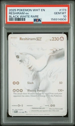 Pokemon Reshiram EX White Flare 173/086 Black White Rare PSA 10 Gem Mint