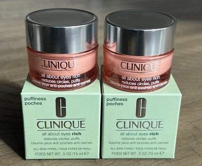 2x Clinique All About Eyes Reduces Circles Puffs 0.5 oz/15ml = 1 Oz NEW