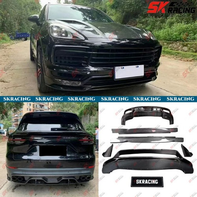 Dry Carbon Fiber Front Bumper Lip Side Skirts Kits For Porsche Cayenne 2019-2023
