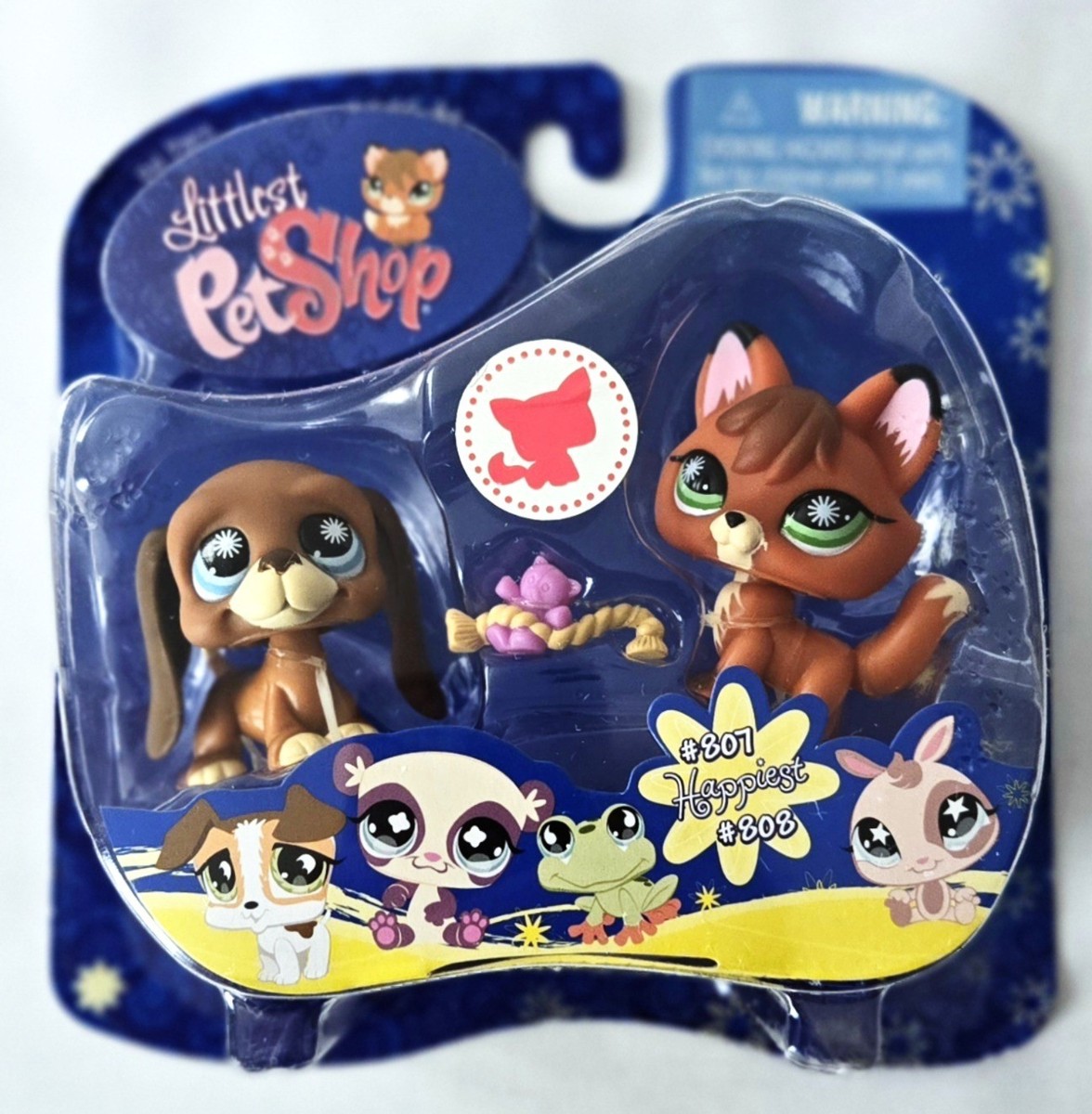 LITTLEST PET SHOP Pet Pairs 2008 Happiest Fox #807 & Bassett Hound