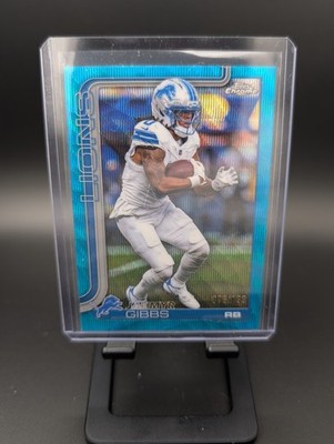 2025 Topps Chrome NFL Jahmyr Gibbs #101 Blue Wave 076/199 LIONS | eBay
