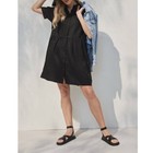 DECJUBA Dress Size Medium M 12 Black Linen Button Front Shirt Sleeve Boxy Tunic