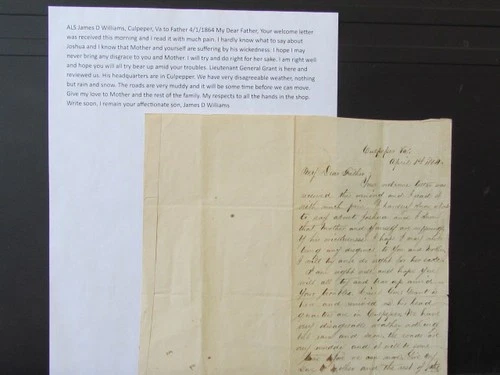 Civil War 150th Pennsylvania Bucktails at Culpeper Virginia letter