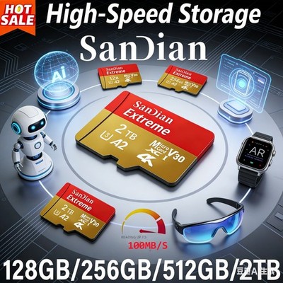 Hochgeschwindigkeits-Micro-TF-SD-Karte 128GB 256GB Klasse 10 U3 V30 Bis zu 100MB