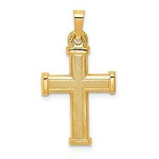 14k Yellow Gold Hollow Latin Cross Pendant Perfect Gift for Her