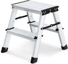 Scaletta Pieghevole, Scala a 2 Gradini, Scala in Alluminio Con 2 Gradini Antisci