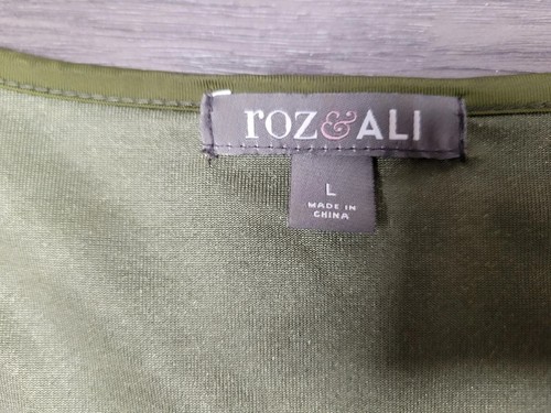 Blouse verte Y2K Roz & Ali avec broderie dorée et cravate string Renaissance taille L - Photo 10/24