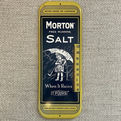 Antique Morton Salt Thermometer Sign