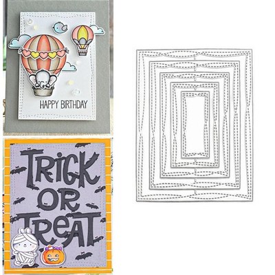 Rectangle Frame Metal Die Cuts, Stitched Nesting Tag Background Wedding Cutti...