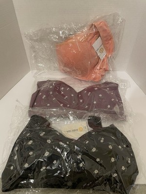 DAISY BRA WOMENS SIZE 2XL WIRELESS FRONT SNAP CLOSURE LIGHT PADDING NWT LOT OF 3