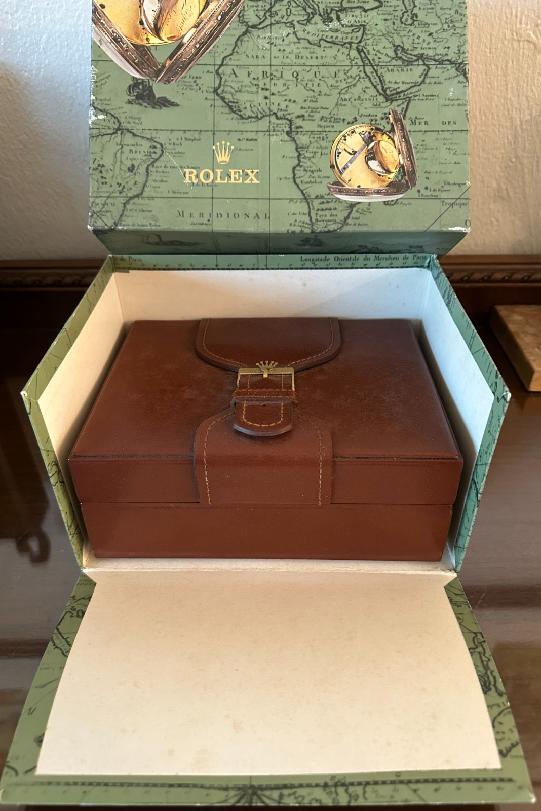 Vintage Rolex Day-Date Watch Box Case 71.00.02 Brown Wood w/ Outer Box *READ*