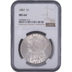 1887 $1 Morgan Silver Dollar ~ NGC MS 64