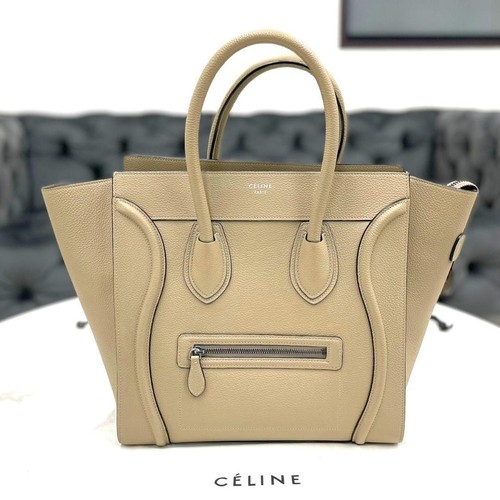 Celine Luggage Mini Dune Leather Tote Bag Used