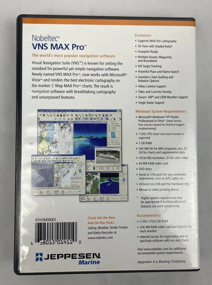 Nobeltec VNS MAX Pro Actualización Navegación Software Jeppesen Marine Discos de Repuesto Foto 2 de 4