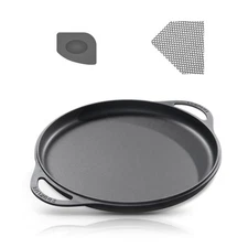 12" Pre-Seasoned Cast Iron Griddle with Cleaning Kit for Oven, Stove, Grill