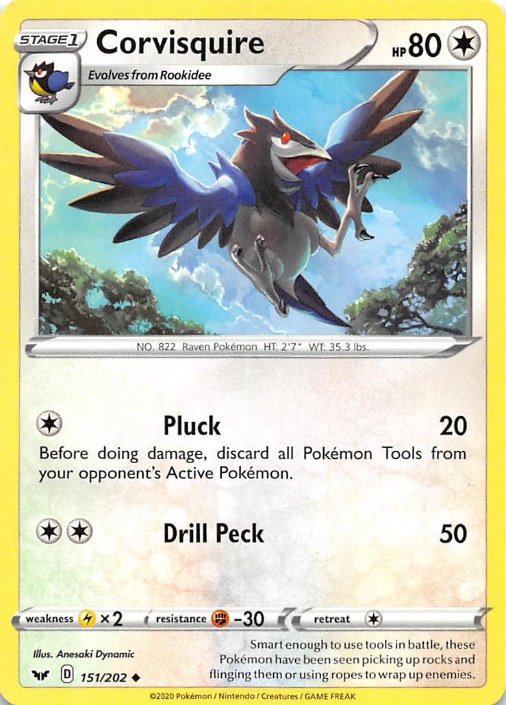 Corvisquire 151/202 SWSH01: Sword & Shield Base Set Pokemon