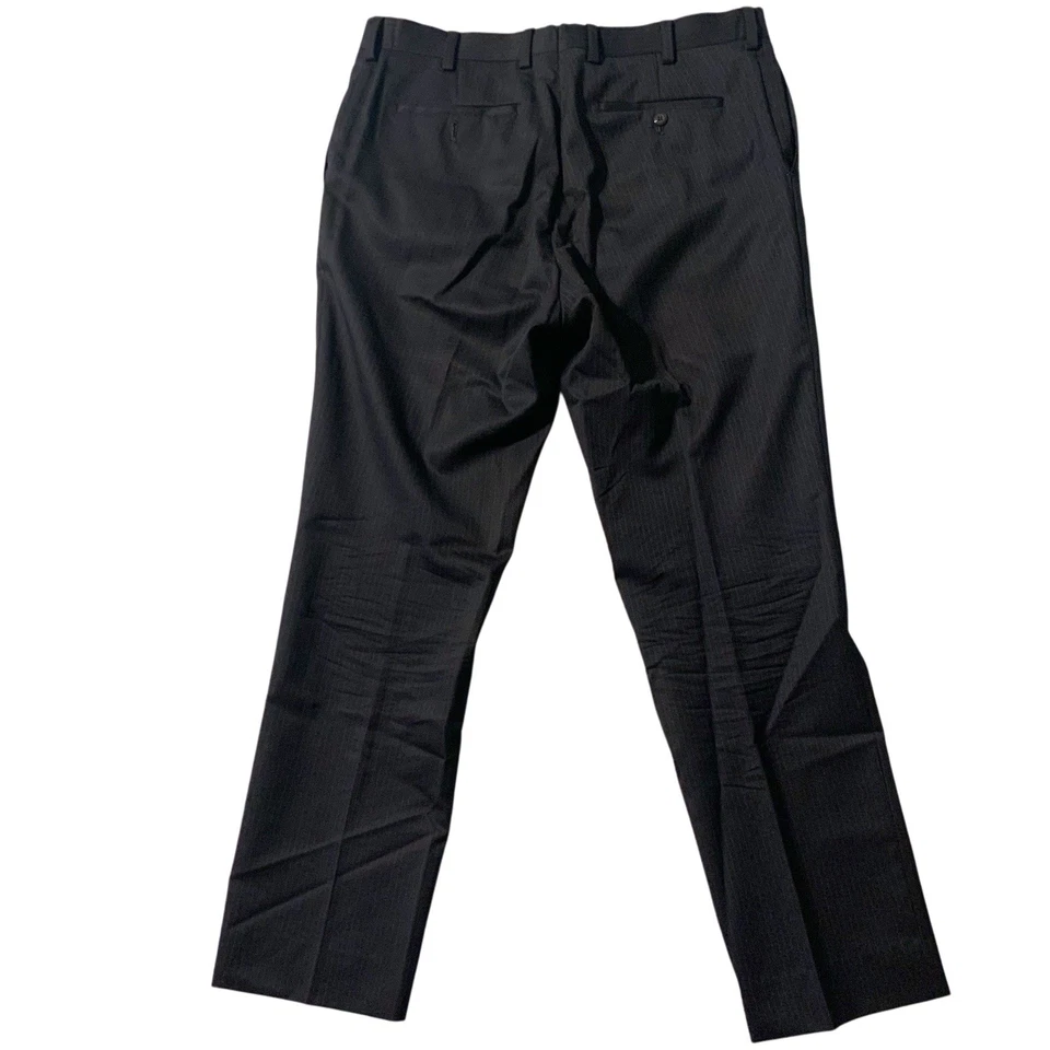 Louis Raphael 豪华裤子 36x30.5(短)深海军蓝细条纹羊毛羊绒混纺 — 第 2/4 张图片