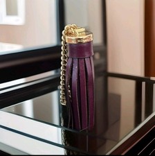 Michael Kors Leather Tassle Keychain Purple Gold Chain Purse Charm Replacement