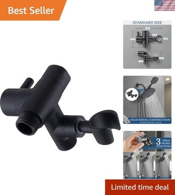 Durable Matte Black Shower Diverter with Holder for Handheld and Fixed Heads