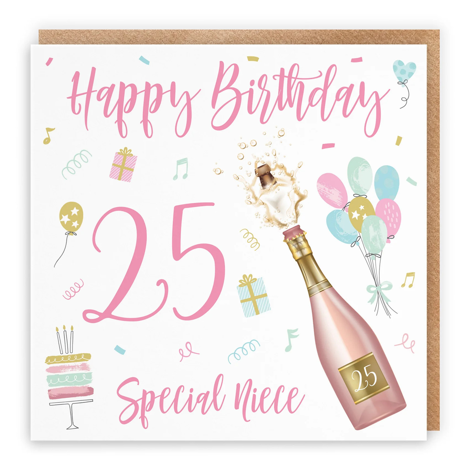 25th Niece Birthday Card Champagne